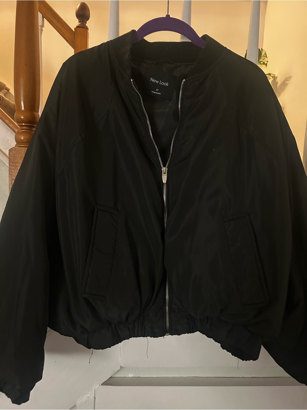 New Look Black Bomber Jacket with Zip Front